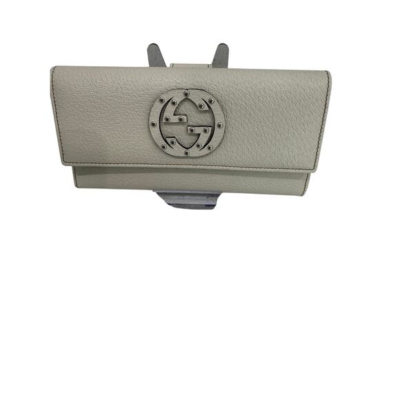 White Gucci Studded Leather Wallet – Double G Logo - Picture 8 of 8